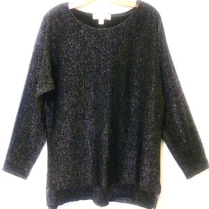 Michael Michael Kors Women'sBlack Metallic Sweater Scoop Neck Long Sleeve L NWOT